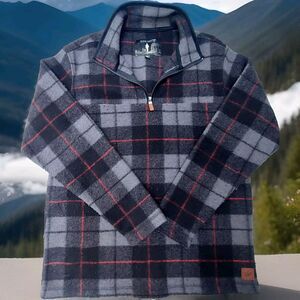 Vintage JOHN WAYNE Stock & Supply - PLAID Men's 1/4 Zip Wool Pullover - Size M